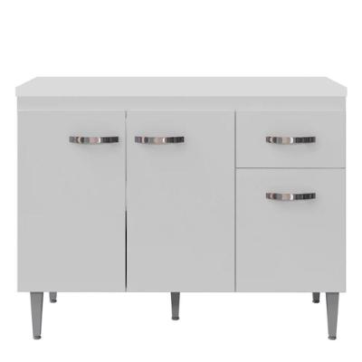 Balcão De Cozinha 120cm Gabriela 3 Portas 1 Gaveta Com Tampo Branco