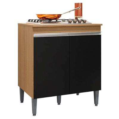 Balcão Para Cooktop De 4 E 5 Bocas Com Tampo Andréia Amêndoa/Preto