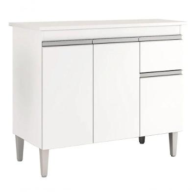 Balcão De Cozinha Para Pia Tatiane 100cm 3 Portas 1 Gaveta Sem Tampo Branco