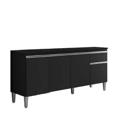 Balcão De Cozinha 150cm Tatiane 4 Portas 1 Gaveta Com Tampo Preto