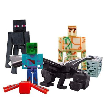 Kit 9 Cartela Minecraft Dragão 45 Bonecos + 9 Bloco Zombie