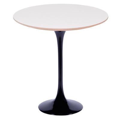 Mesa Lateral Oval Fórmica Branca 57x38cm - Base Preta