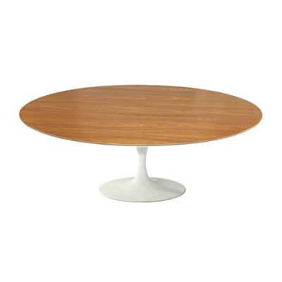 Mesa Saarinen Oval Centro Freijó 135x90cm - Base Branca