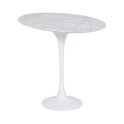 Mesa Saarinen Lateral Oval Carrara 57x38cm - Base Branca