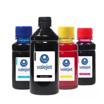 Kit 4 Tintas Para Epson L121 Black 500ml Coloridas 100ml Valejet