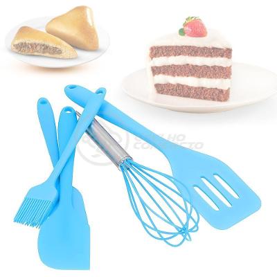 Kit De Cozinha 5 Utensílios De Silicone Resistente A Altas Temperaturas Conjunto Completo Azul