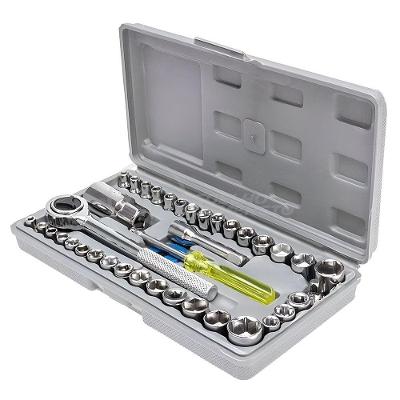 Kit Completo Jogo Chave Catraca Reversível Conjunto De Ferramentas Com 40 Soquetes De 1-4 E 3-8