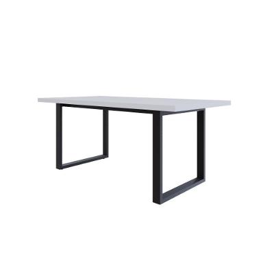 Mesa De Jantar Queens R 180x90x77cm Qemj9180r Branco Tx - Est.preta Branco Tx/est.preta