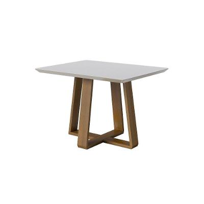 Mesa Wood 1.2 C/ Vidro Retangular - Off White/nature