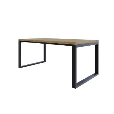 Mesa De Jantar Queens 180x90x77cm Qemj9180 Vermont Oak - Est.preta Vermont Oak/est.preta