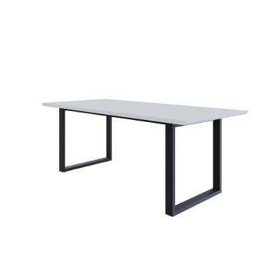 Mesa De Jantar Queens Rg2 200x90x77cm Qemj9200rg2 Branco Tx - Est.preta Branco Tx/est.preta