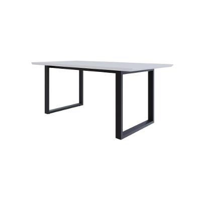 Mesa De Jantar Queens Rg2 180x90x77cm Qemj9180rg2 Branco Tx - Est.preta Branco Tx/est.preta