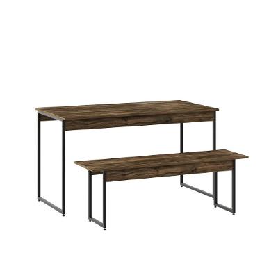 Mesa De Jantar Com 1 Banco Estilo Industrial Tub  Carvalho Dark / Est.preta