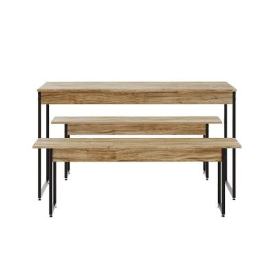 Mesa De Jantar Com 2 Bancos Estilo Industrial Tub  Carvalho / Est.preta