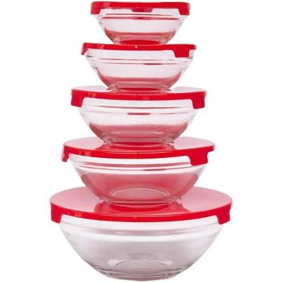 Conjunto Kit De 5 Potes De Vidro Com Tampa - Original Line (vermelho)