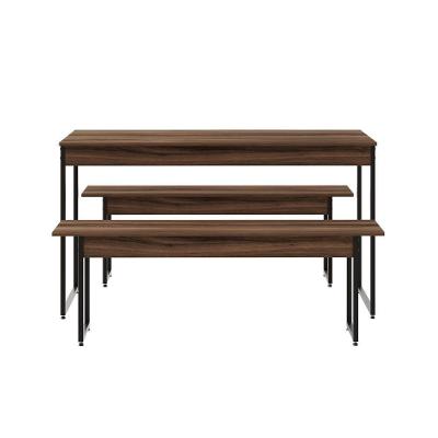 Mesa De Jantar Com 2 Bancos Estilo Industrial Tub  Nogal / Est.preta