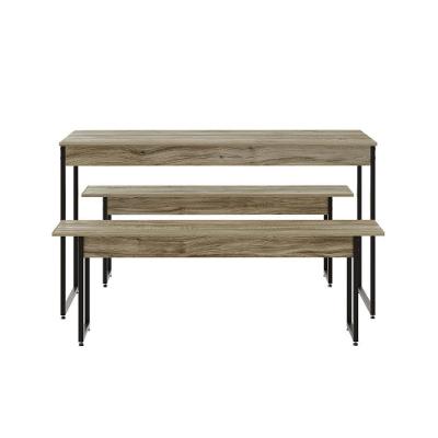 Mesa De Jantar Com 2 Bancos Estilo Industrial Tub  Carvalho / Est.preta