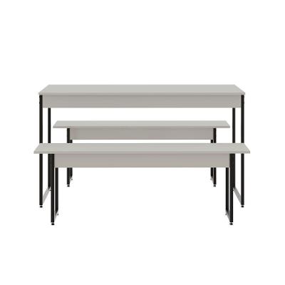 Mesa De Jantar Com 2 Bancos Estilo Industrial Tub  Branco Chess / Est.preta