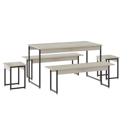 Mesa De Jantar Com 2 Bancos E 2 Banquetas Industrial Tub Snow / Est.preta