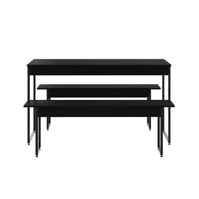 Mesa De Jantar Com 2 Bancos Estilo Industrial Tub  Preto ônix / Est.preta