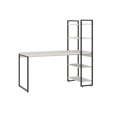 Mesa C/estante Alta 150x64x147cm C/04 Prateleiras Branco Chess / Est.preta