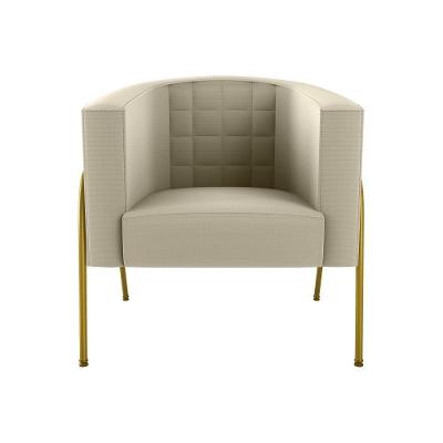 Poltrona Decorativa Base Em Metal Dourada Lisboa Bege Matrix Bege-dourada