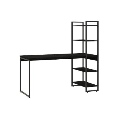 Mesa C/estante Alta 150x64x147cm Com 04 Prateleiras Preto ônix / Est.preta