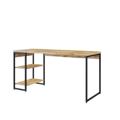 Mesa C/estante Baixa 150x64x75cm Com 02 Prateleiras Carvalho Est.preta