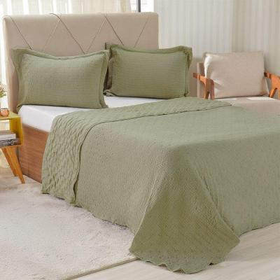 Kit Colcha King Santorini New 260x280cm Folha Seca