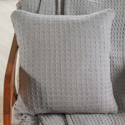 Capa De Almofada Decorativa Waffle 100% Algodão 45x45cm Platina