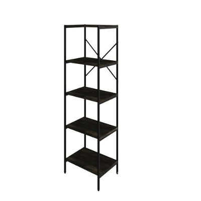 Estante C/05 Prateleiras 152x45x33cm Tub Tueh1545 Carvalho Dark - Est.preta Carvalho Dark / Est.preta