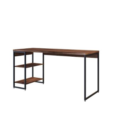 Mesa C/estante Baixa 150x64x75cm Com 02 Prateleiras Nogal / Est.preta