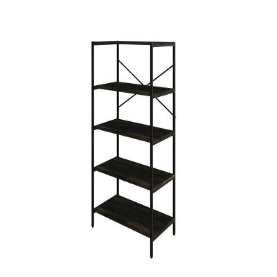 Estante C/05 Prateleiras 152x60x33cm Tub Tueh1565 Carvalho Dark - Est.preta Carvalho Dark / Est.preta
