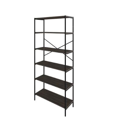 Estante C/06 Prateleiras 186x80x33cm Tub Tueh1886 Nogal - Est.preta Nogal / Est.preta