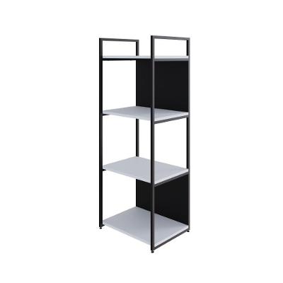 Estante C/04 Prateleiras 118x45x33cm C/fundo Yon Branco Tx/est.preto Branco Tx/est.preta