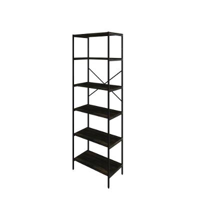 Estante C/06 Prateleiras 186x60x33cm Tub Tueh1866 Carvalho Dark - Est.preta Carvalho Dark / Est.preta