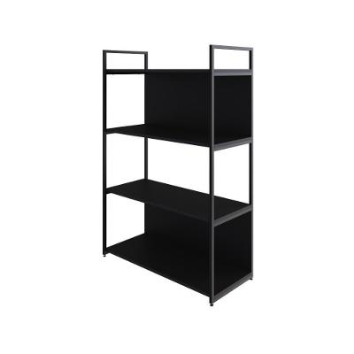 Estante C/04 Prateleiras 118x80x33cm C/fundo Yon Preto Tx/est.preta Preto Tx/est.preta