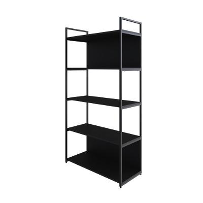 Estante C/05 Prateleiras 152x80x33cm C/fundo Yon Preto Tx/est.preta Preto Tx/est.preta
