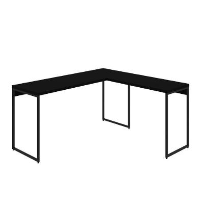 Mesa Em L Dynamica Diretor 150x140x75cm Preto ônix Estrutura preta