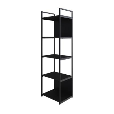 Estante C/05 Prateleiras 152x45x33cm C/fundo Yon Preto Tx/est.preta Preto Tx/est.preta