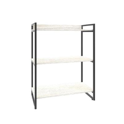 Estante Kuadra 80x40x104cm C/03 Prateleiras Snow / Est.preta Snow / Est.preta