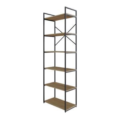 Estante Alta C/06 Prateleiras 185x60x33cm Yon Vermont Oak/est.preta Vermont Oak/est.preta