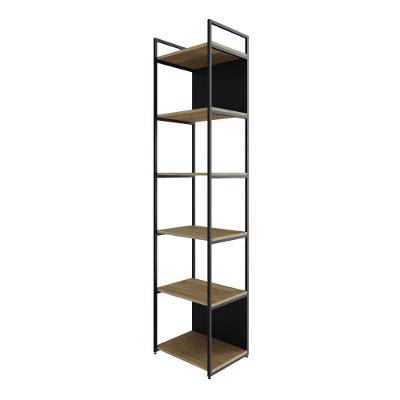 Estante Alta C/06 Prateleiras 185x45x33cm C/fundo Yon Vermont Oak/est.preta Vermont Oak/est.preta