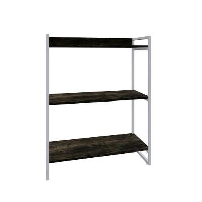 Estante Kuadra 80x40x104cm C/03 Prateleiras Carvalho Dark / Est.branca Carvalho Dark / Est.branca