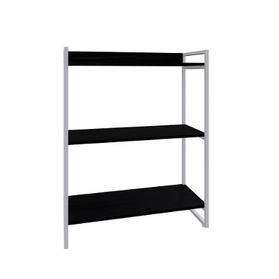 Estante Kuadra 80x40x104cm C/03 Prateleiras Preto ônix / Est.branca Preto ônix / Est.branca
