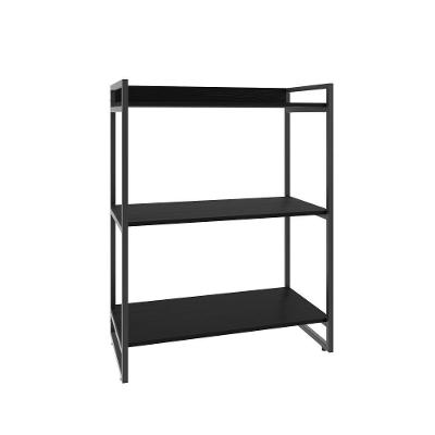 Estante Kuadra 80x40x104cm C/03 Prateleiras Preto ônix / Est.preta Preto ônix / Est.preta