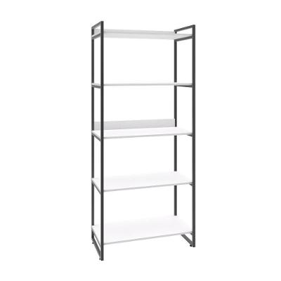 Estante Kuadra 80x40x187cm C/05 Prateleiras Branco Chess / Est.preta Branco Chess / Est.preta