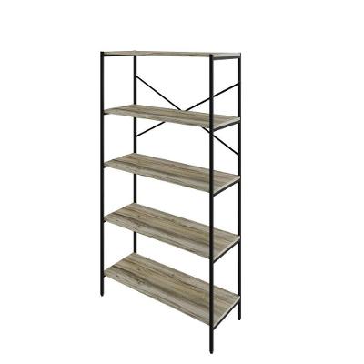 Estante C/05 Prateleiras 152x80x33cm Tub Tueh1585 Carvalho - Est.preta Carvalho / Est.preta