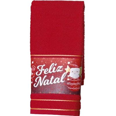 Toalha Lavabo Natalina Jacquard 30x45cm Vermelho