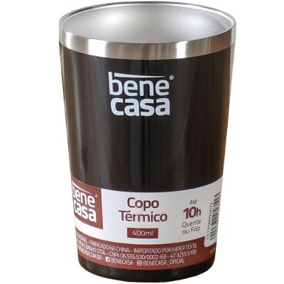 Copo Térmico Para Bebidas Sem Tampa 400ml Preto